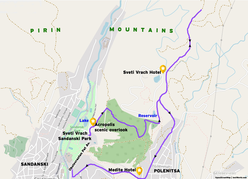 Sandanski Trekking map
