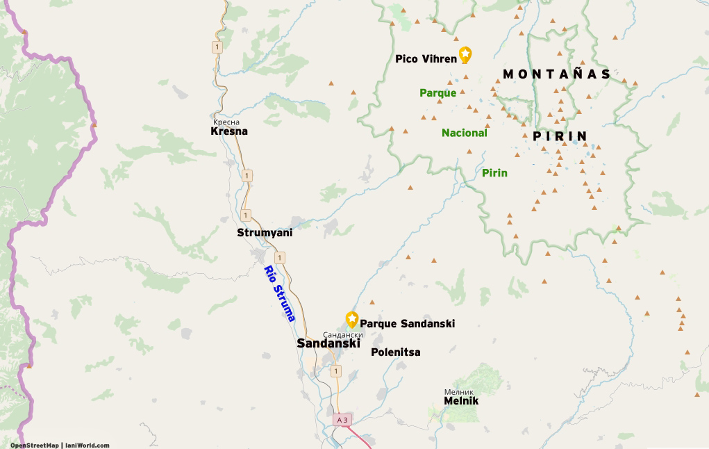 Sandanski area mapa