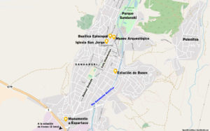 Mapa atracciones, area céntrica de Sandanski