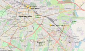 Map of attractions of today. Sofia.
