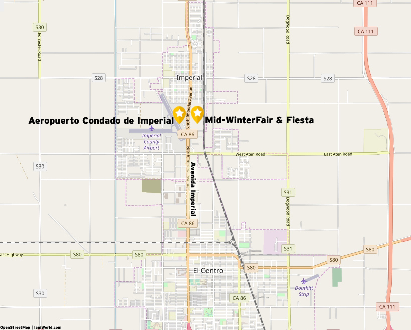 Mapa ciudades de Imperial y El Centro
