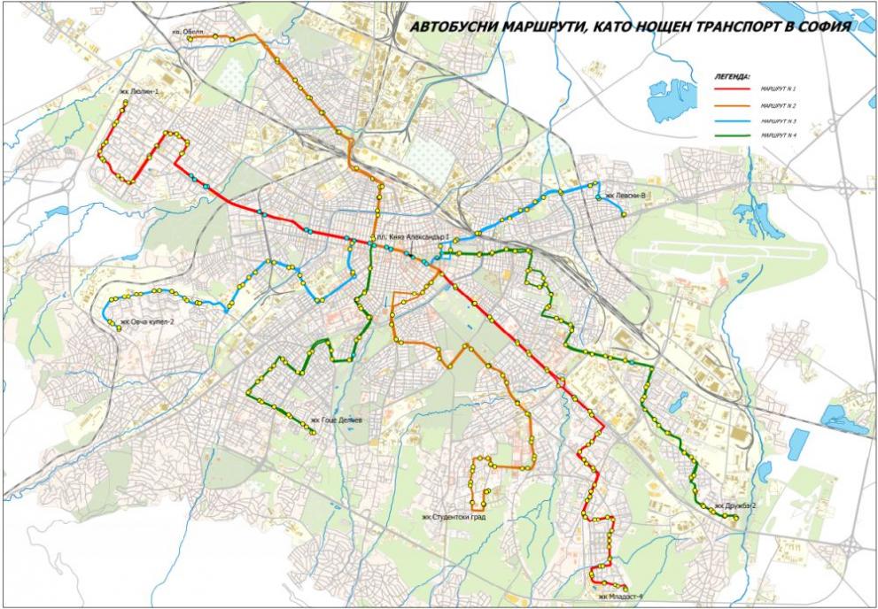 Sofia Night Buses routes