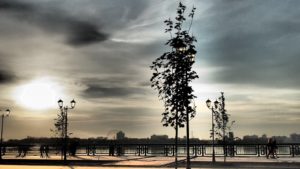 Kazan pier, clouds and trees