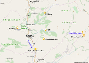 Kresna map and attractions