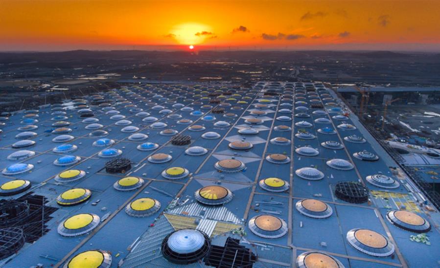 Modern roof and air system of the airport