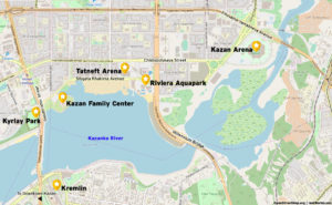 Map of attractions in the north of Kazan
