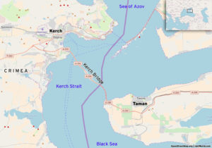 Kerch bridge map, linking Crimea and Russia