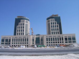 Marina district buildings under construction