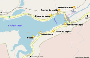 Mapa de atracciones cercanas al paredón del Dique San Roque