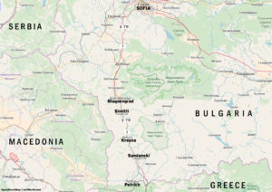 Kresna and Struma Gorge area map