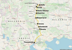 Map of the Struma Highway, that will link Bulgaria and Greece