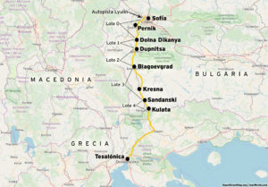 Mapa de la autopista Struma, que unirá Bulgaria con Grecia