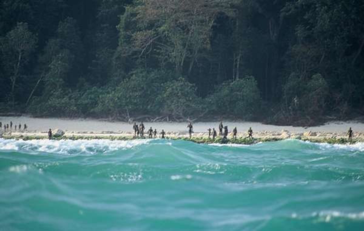 North Sentinel people on the beach