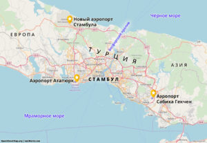 Карта аэропортов Стамбула