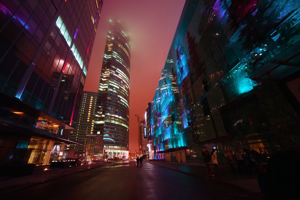 Streets between buildings of the Moscow Business center