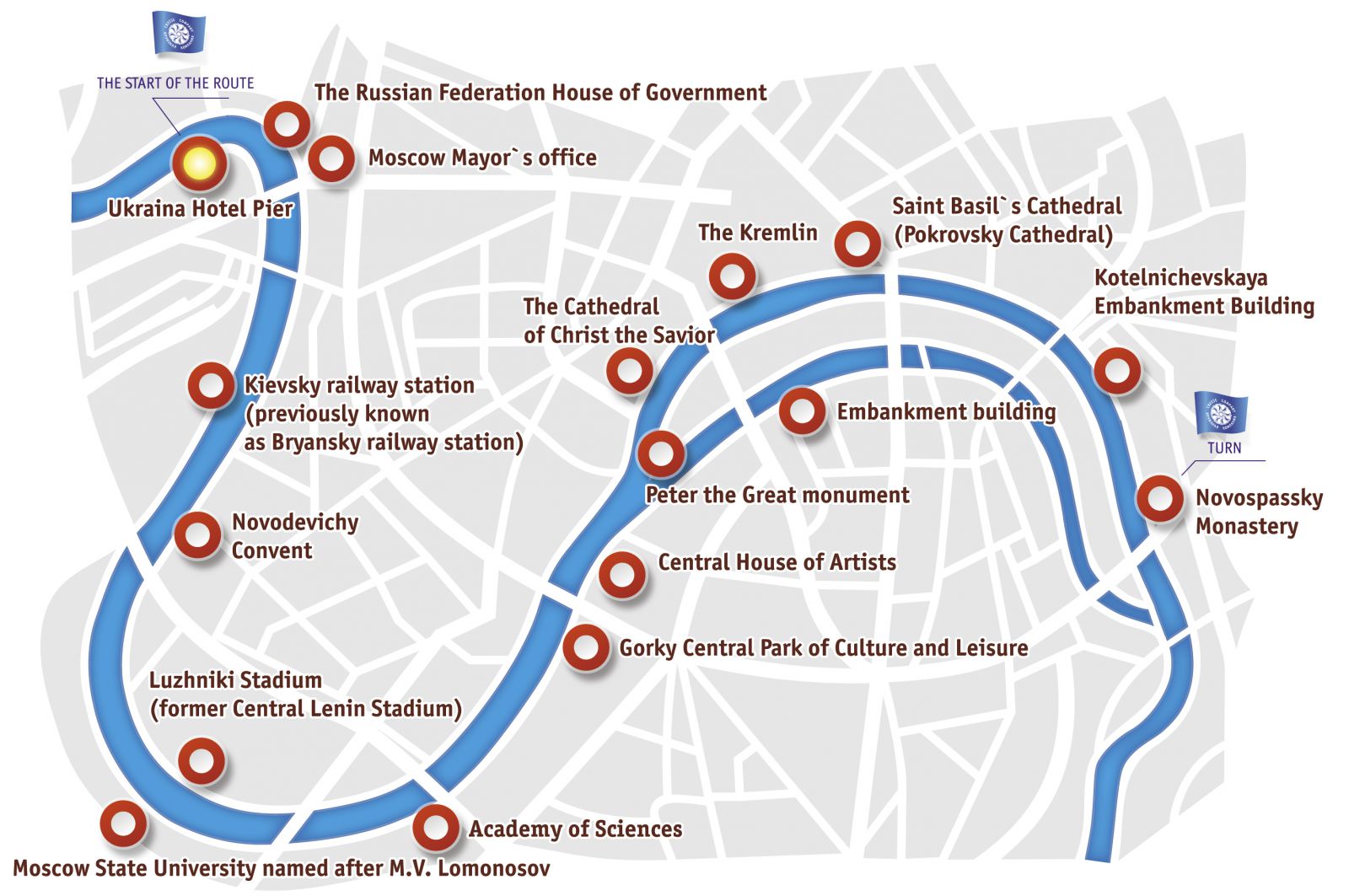 Moscow Ship tour map route 1