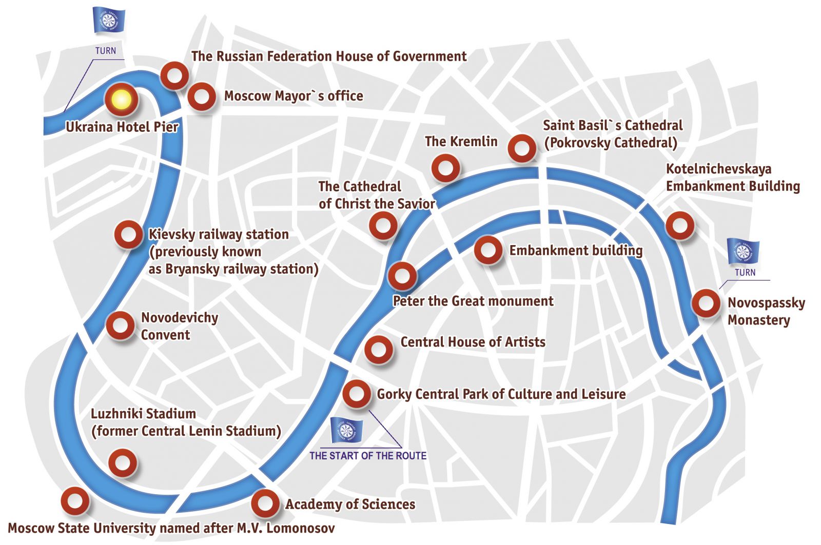 Moscow Ship tour map route 2