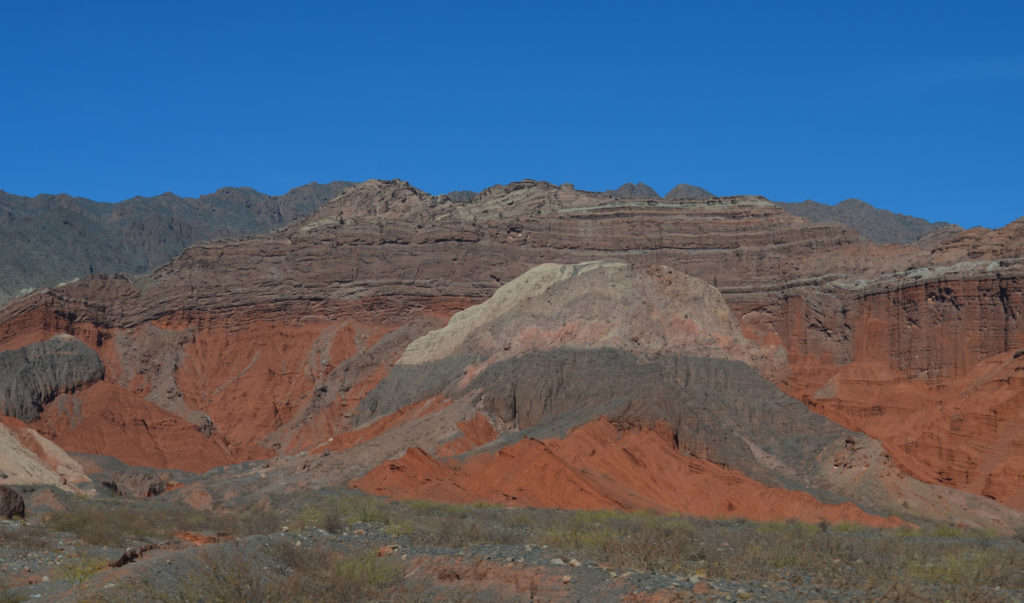 strata of color rocks in the mountains