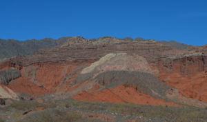 strata of color rocks in the mountains