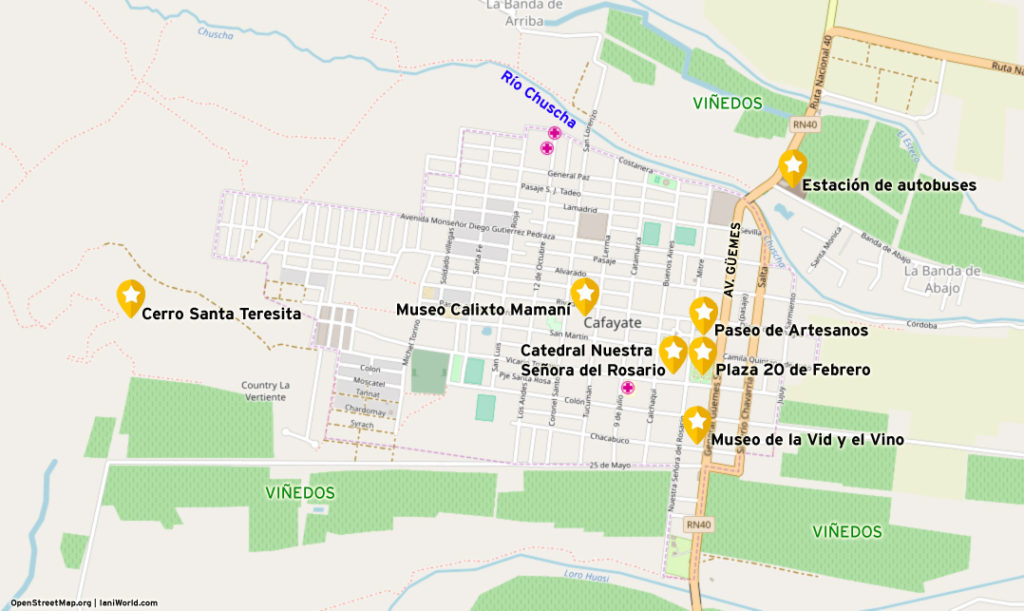 Mapa del área central de Cafayate.