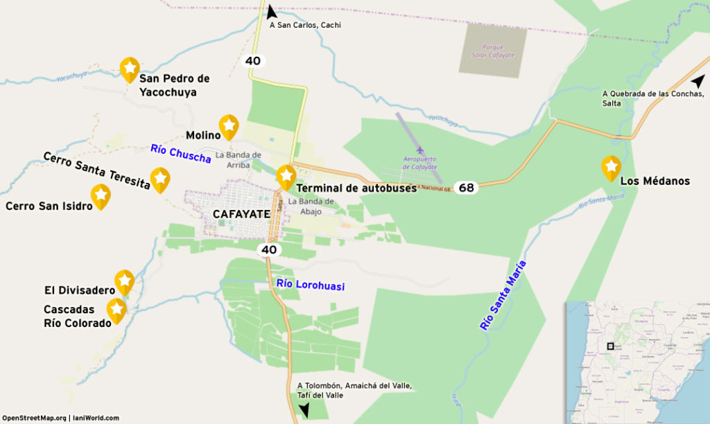 Mapa de Cafayate y alrededores