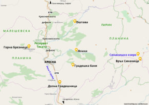 Карта на Кресна и нейните атракции