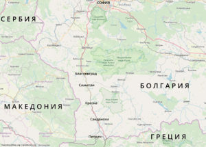 Карта юго-восточной Болгарии, где расположены Кресна и река Струма.