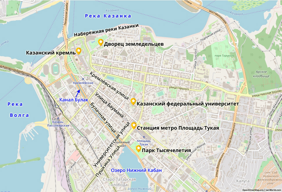 Карта центра Казани