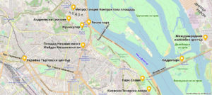 Карта Киев, Подол, Днепър
