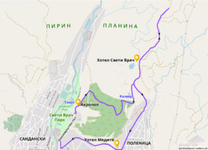 Туристическа карта на планината Пирин, Сандански