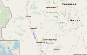 Карта на Сандански и околностите