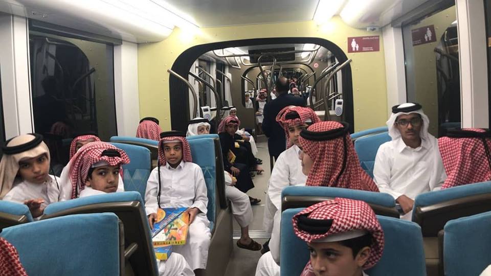 Inside a train, Qatar Metro