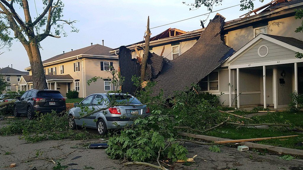 Damaged homes, Tornado Dayton, Ohio