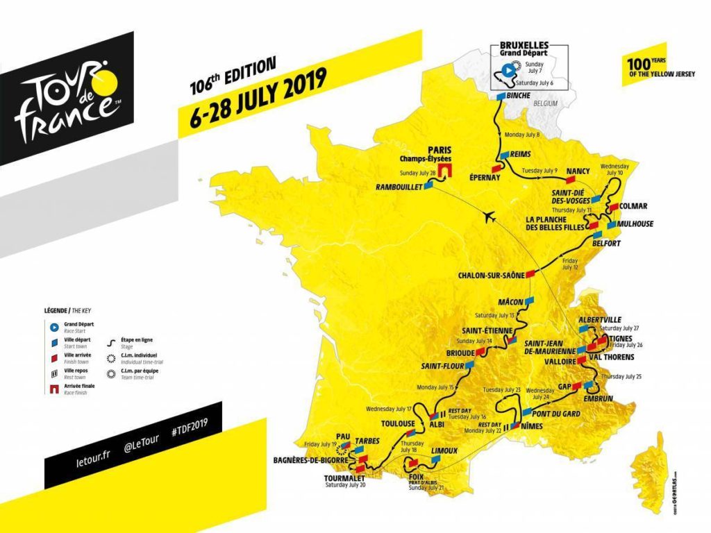 Tour de France 2019 map