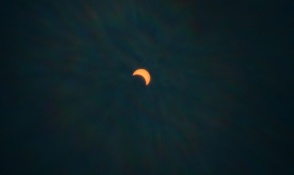 Sun behind moon, eclipse 2019
