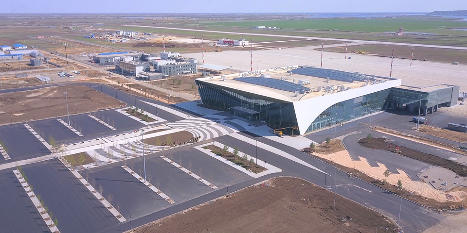Car parkings and terminal of Gagarin Saratov Airport